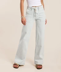 High Rise Striped Wide Leg Stretch Jean