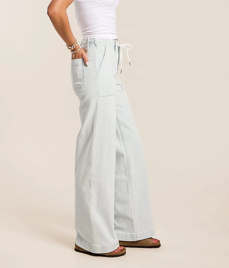 High Rise Striped Wide Leg Stretch Jean