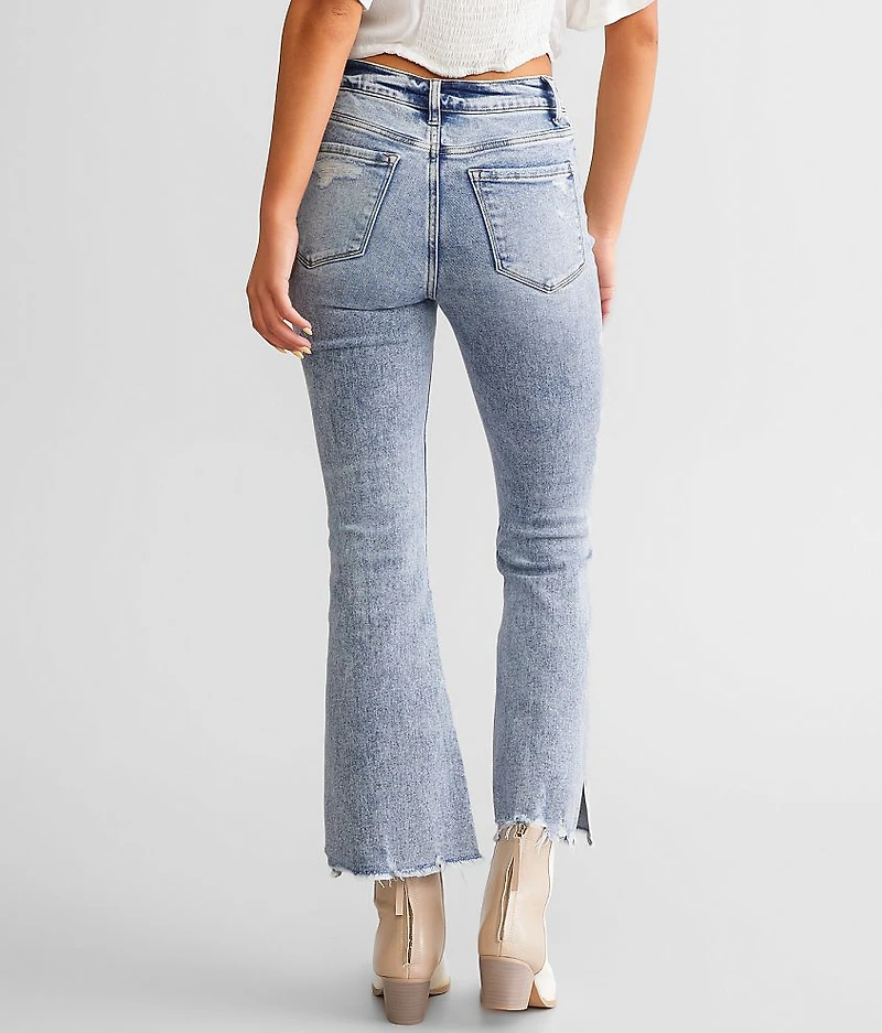 High Rise Cropped Split Flare Stretch Jean