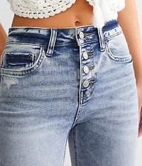High Rise Cropped Split Flare Stretch Jean