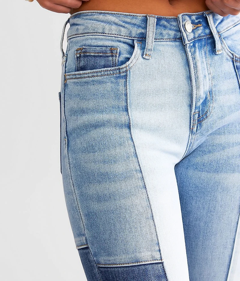 High Rise Pieced Flare Stretch Jean