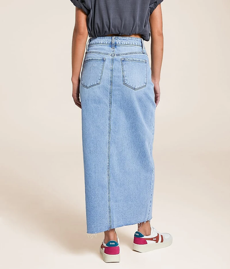 Claudia High Rise Midi Denim Skirt