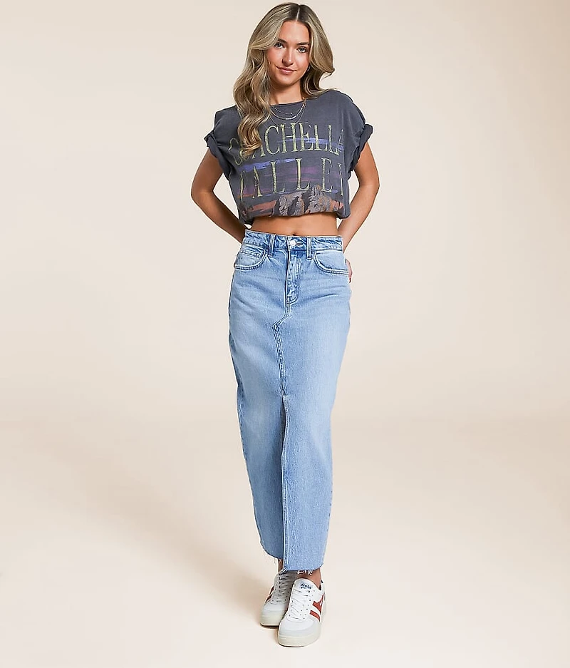 Claudia High Rise Midi Denim Skirt