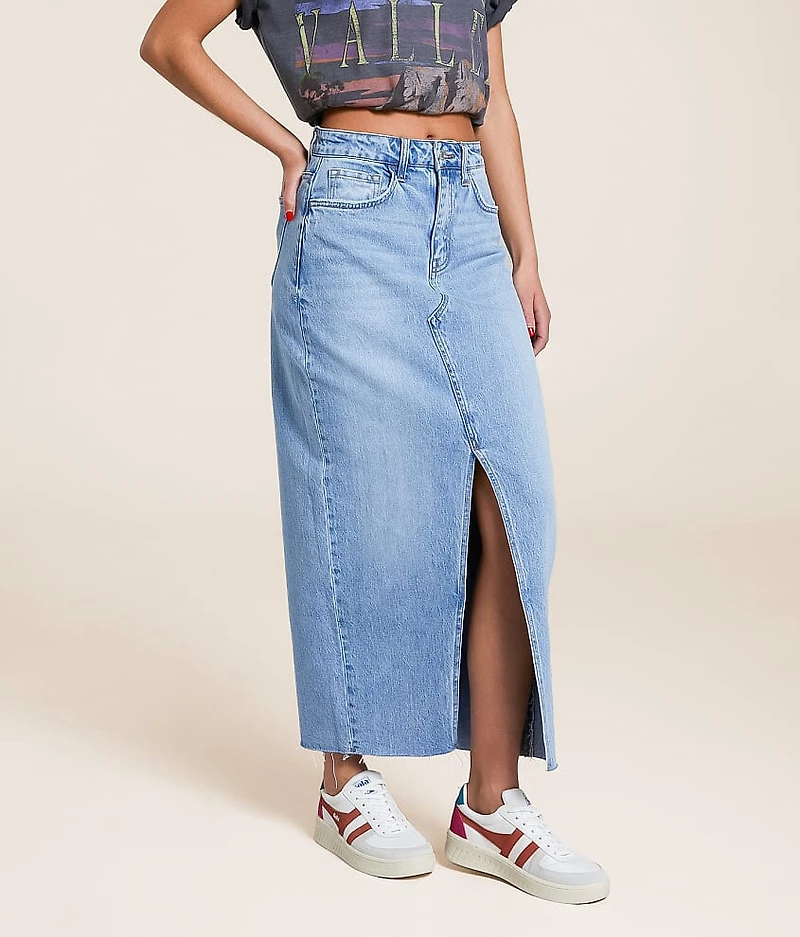 Claudia High Rise Midi Denim Skirt