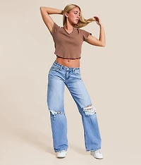 Aubrey Low Rise Baggy Wide Leg Strech Jean