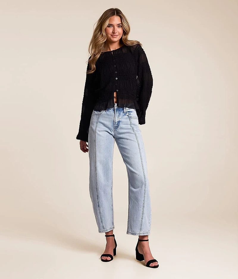 Kate Rhinestone Barrel Jean