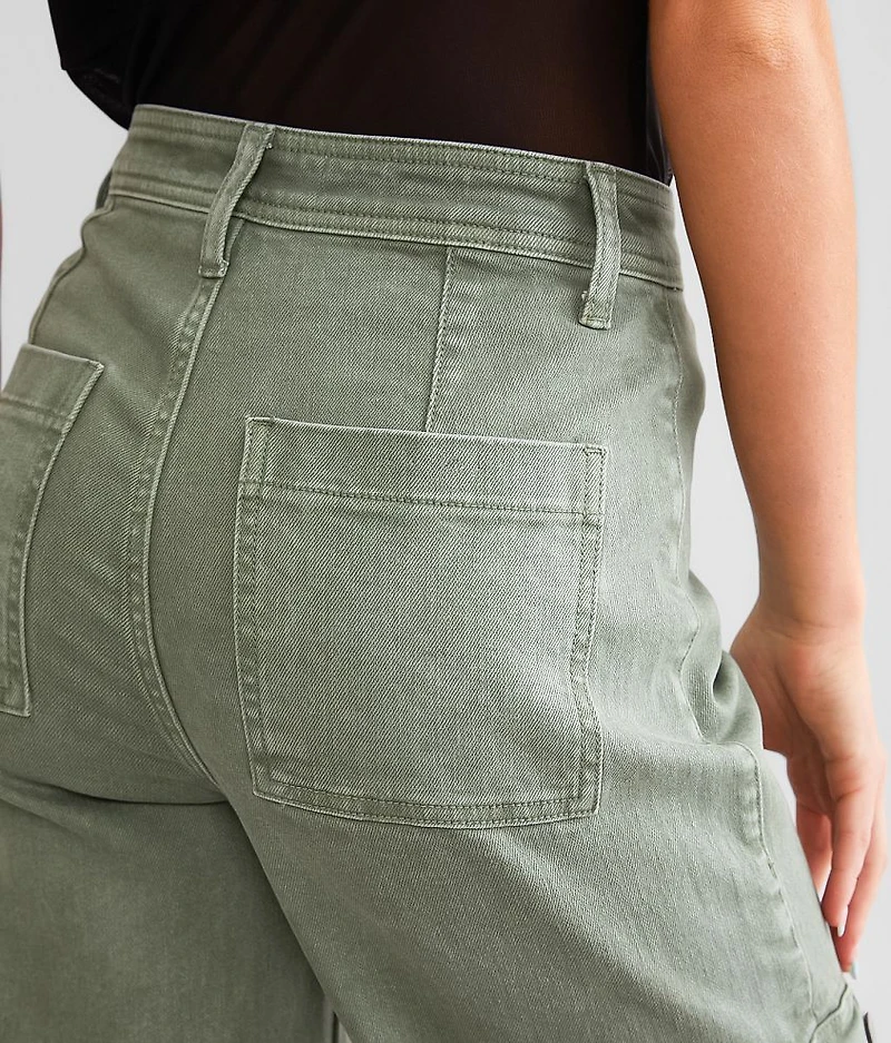 High Rise Cropped Wide Leg Cargo Pant