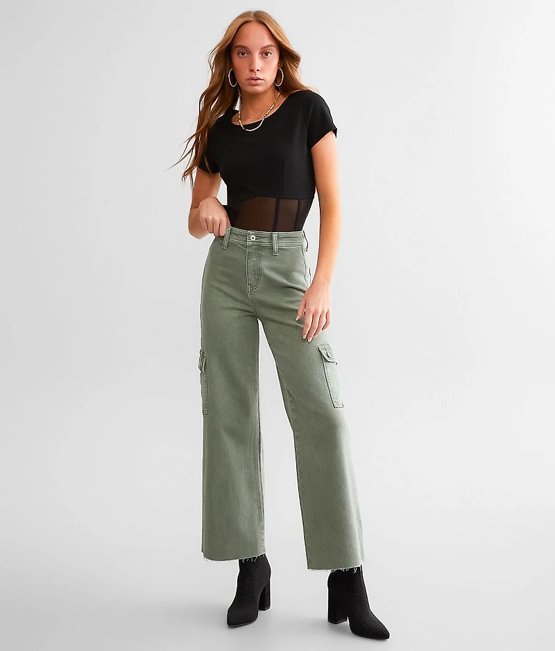 High Rise Cropped Wide Leg Cargo Pant