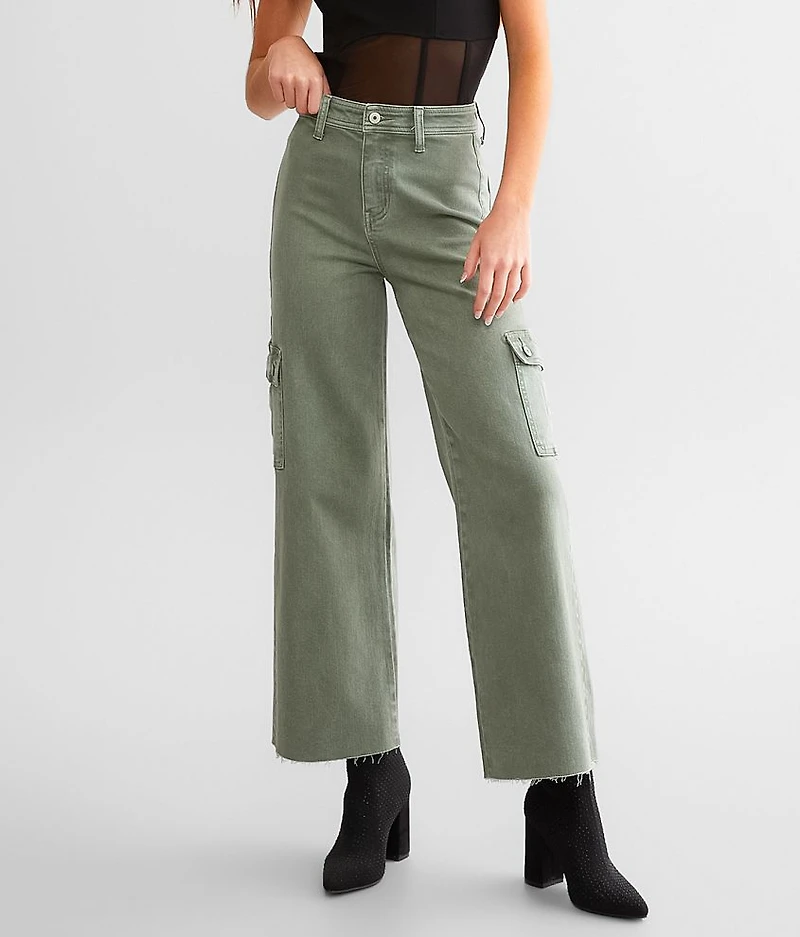 High Rise Cropped Wide Leg Cargo Pant