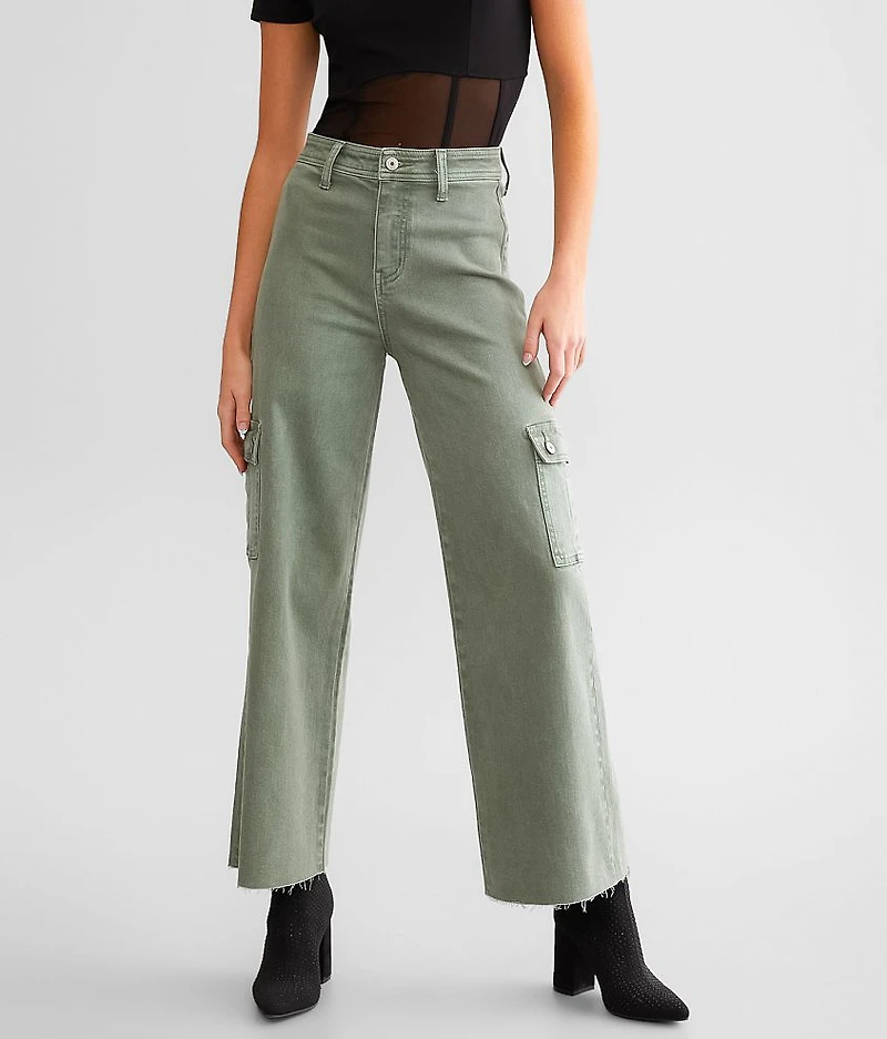 High Rise Cropped Wide Leg Cargo Pant
