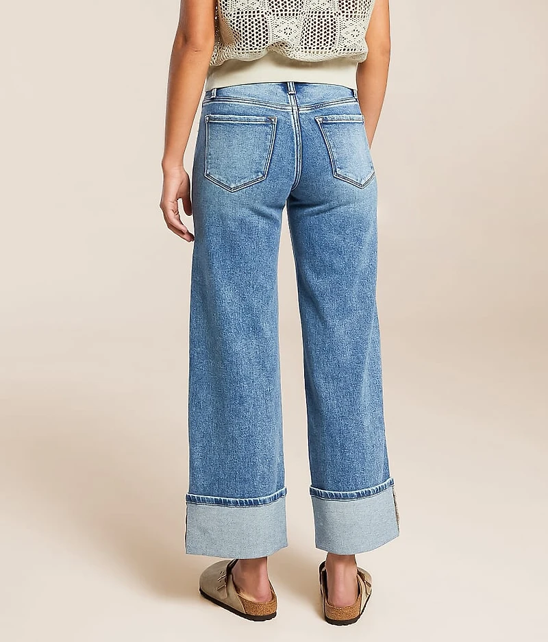 Olivia Mid-Rise Cropped Wide Leg Stretch Jean