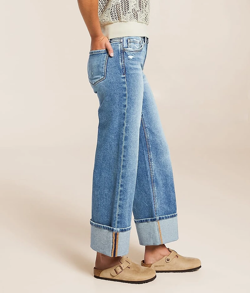 Olivia Mid-Rise Cropped Wide Leg Stretch Jean