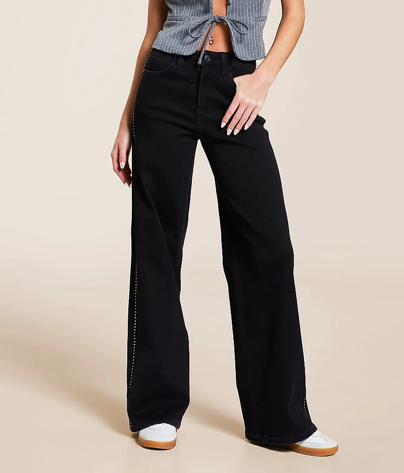 Olivia Rhinestone High Rise Wide Leg Stretch Jean