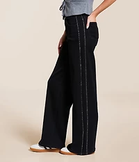Olivia Rhinestone High Rise Wide Leg Stretch Jean