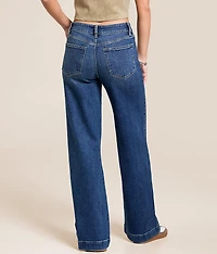 Olivia Mid-Rise Studded Wide Leg Stretch Jean