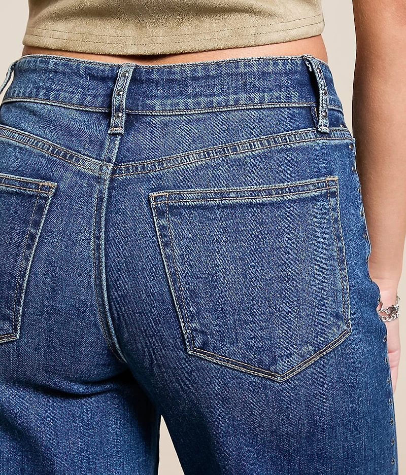 Olivia Mid-Rise Studded Wide Leg Stretch Jean