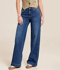 Olivia Mid-Rise Studded Wide Leg Stretch Jean