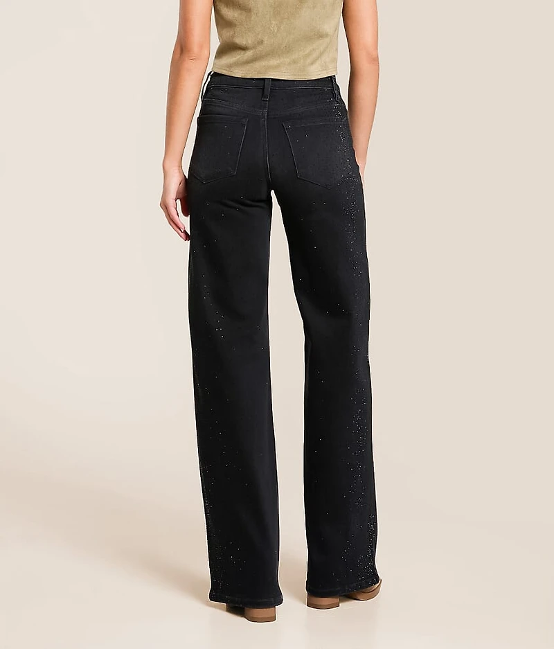 Olivia Rhinestone High Rise Wide Leg Stretch Jean