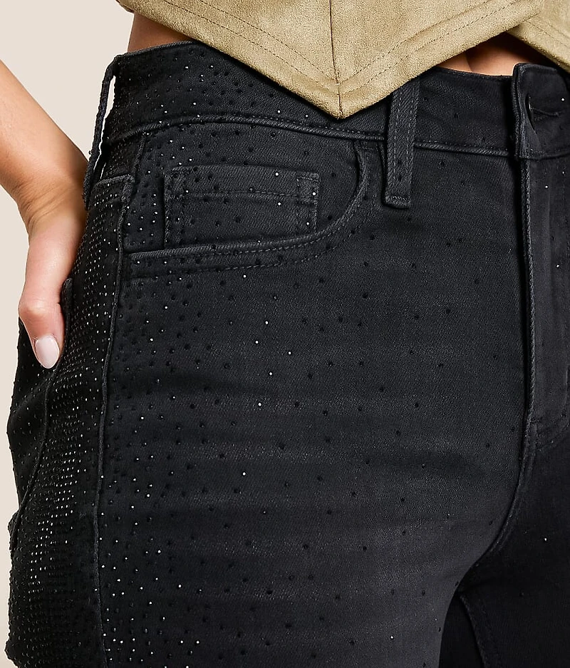 Olivia Rhinestone High Rise Wide Leg Stretch Jean