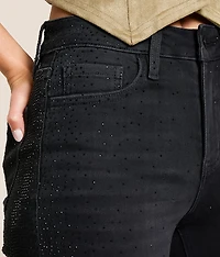 Olivia Rhinestone High Rise Wide Leg Stretch Jean