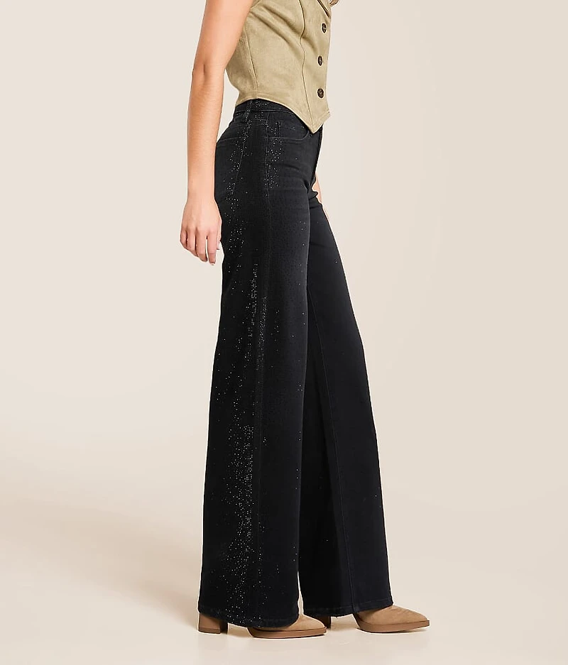 Olivia Rhinestone High Rise Wide Leg Stretch Jean