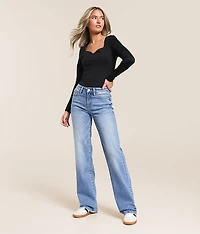 Evie Rhinestone High Rise Classic Straight Jean