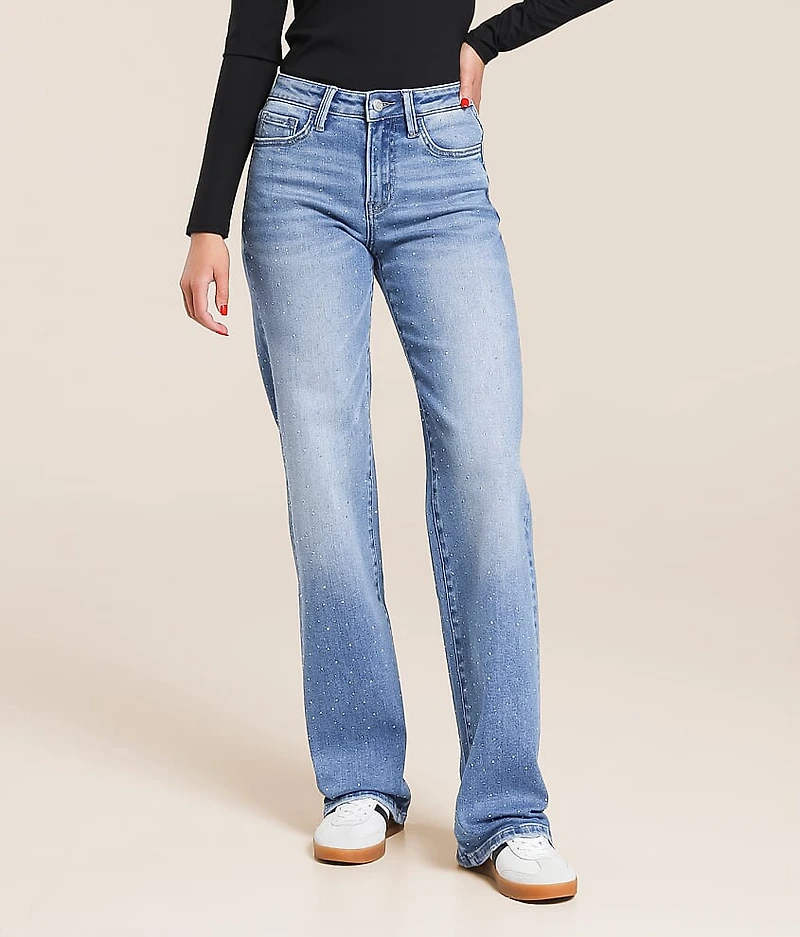 Evie Rhinestone High Rise Classic Straight Jean