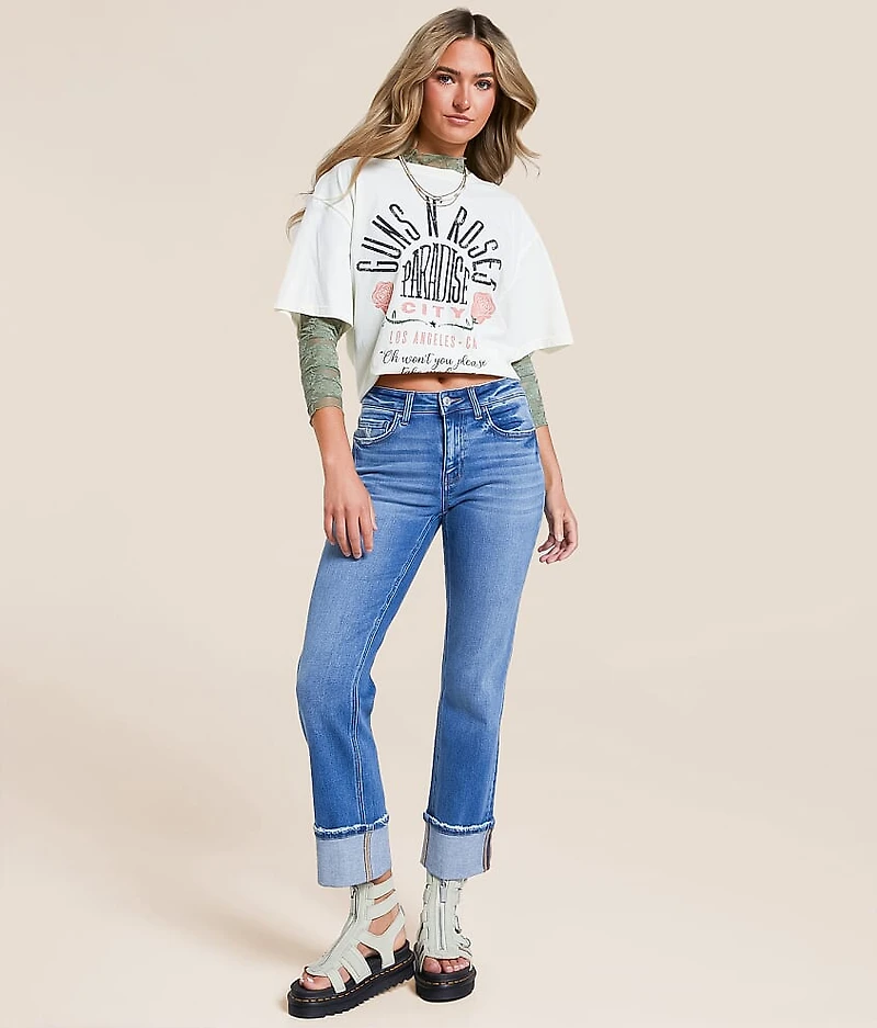 Evie Mid-Rise Cropped Straight Stretch Jean