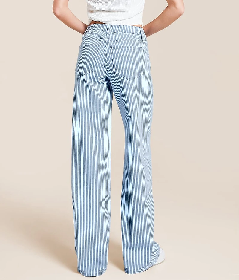 Olivia Mid-Rise Wide Leg Striped Stretch Jean