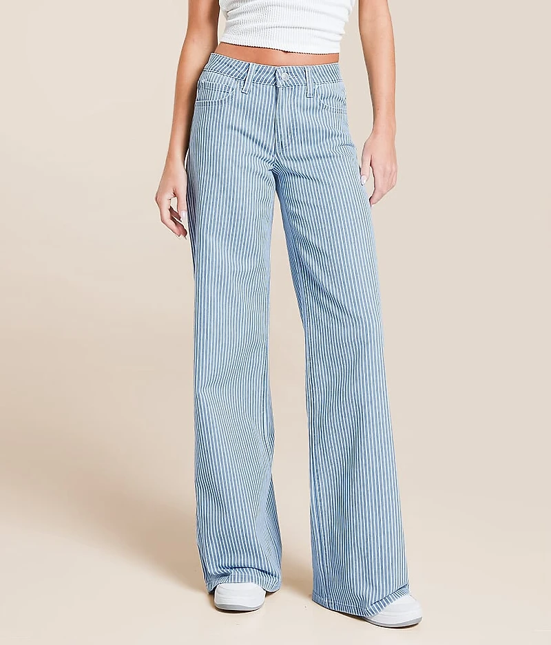 VERVET Olivia Mid-Rise Wide Leg Striped Stretch Jean