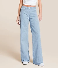 VERVET Olivia Mid-Rise Wide Leg Striped Stretch Jean