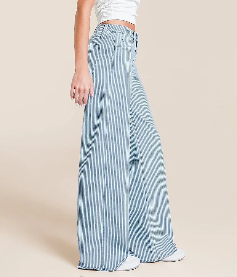 Olivia Mid-Rise Wide Leg Striped Stretch Jean