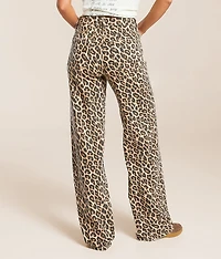 Kris Leopard Baggy Wide Leg Stretch Jean
