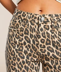 Kris Leopard Baggy Wide Leg Stretch Jean