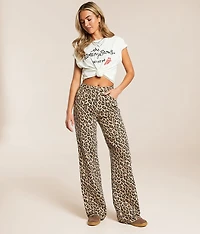 Kris Leopard Baggy Wide Leg Stretch Jean