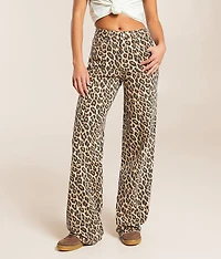 Kris Leopard Baggy Wide Leg Stretch Jean