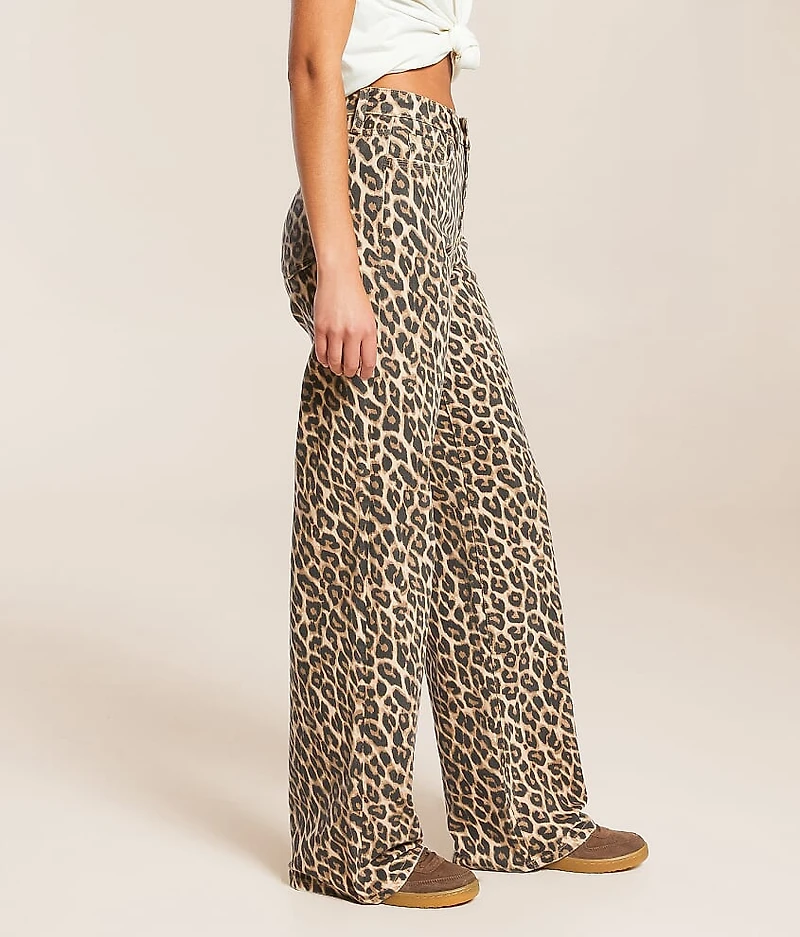 Kris Leopard Baggy Wide Leg Stretch Jean