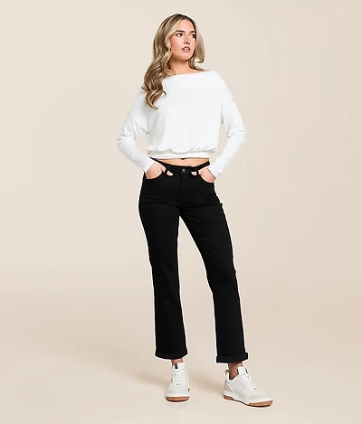 Evie Mid-Rise Cropped Straight Stretch Jean