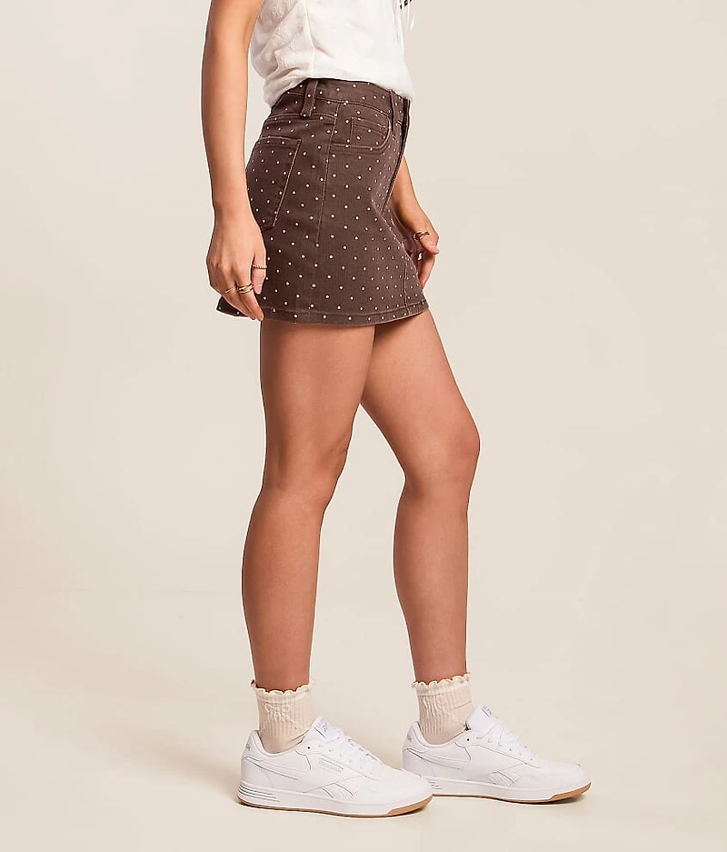 Claudia Polka Dot Denim Skirt