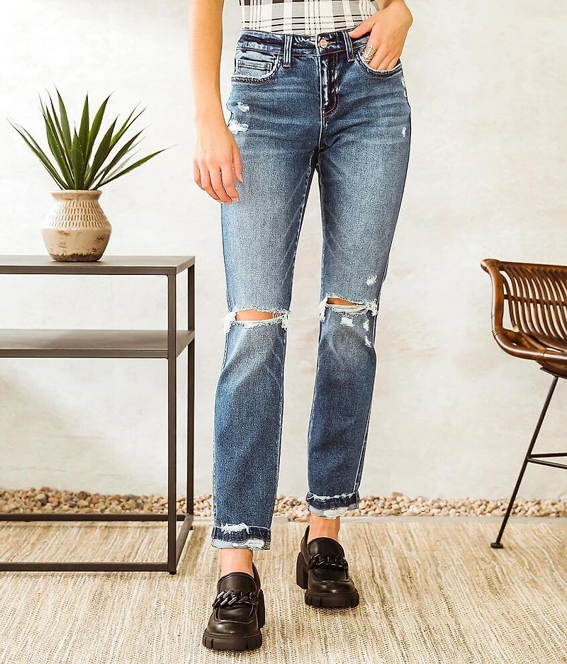 Mid-Rise Ankle Straight Stretch Jean