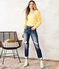 Mid-Rise Ankle Straight Stretch Jean