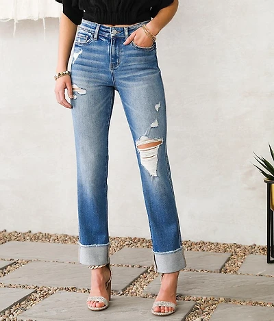 High Rise Slim Straight Stretch Jean