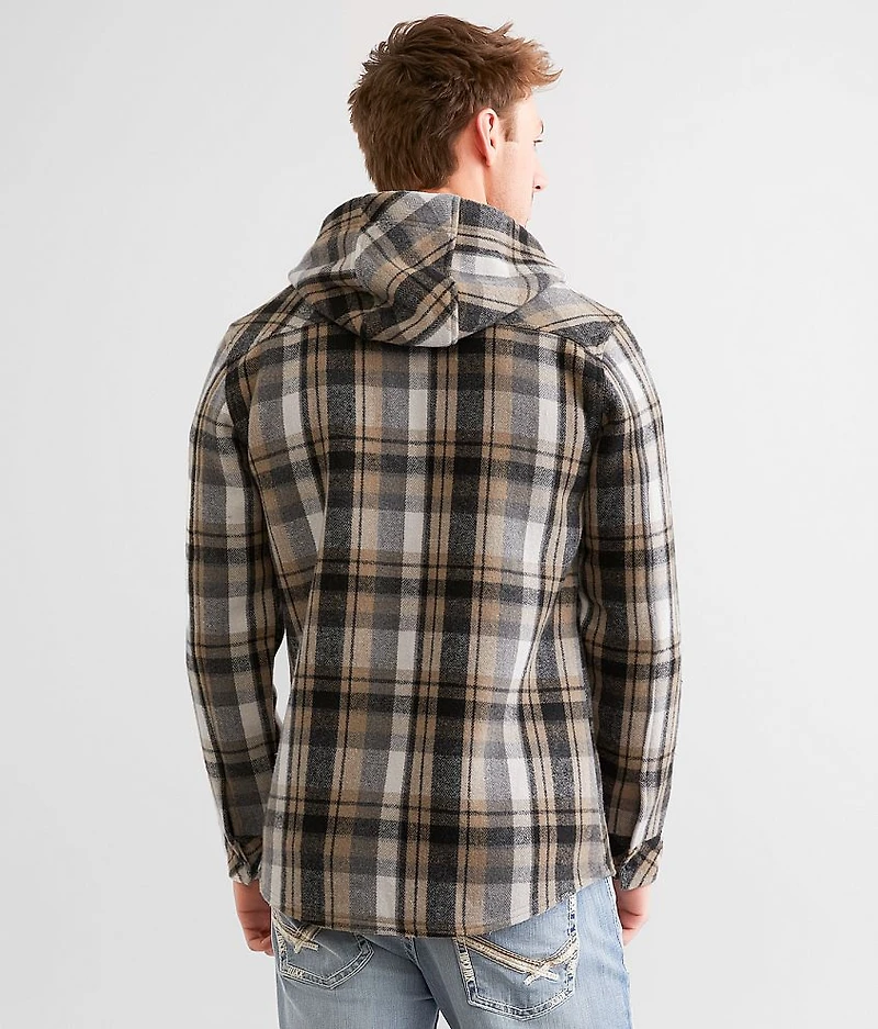 Brushed Plaid Hooded Shacket