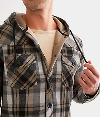 Brushed Plaid Hooded Shacket
