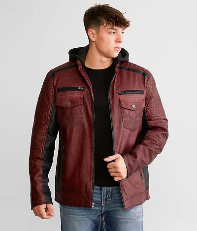 Color Block Moto Hooded Jacket