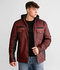 Color Block Moto Hooded Jacket