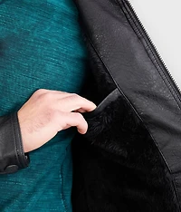 Faux Leather Hooded Jacket