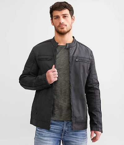 Perforated Faux Leather Jacket