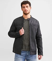 Perforated Faux Leather Jacket