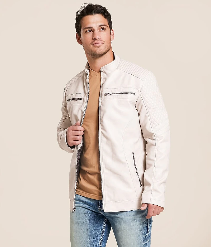 Distressed Faux Leather Jacket